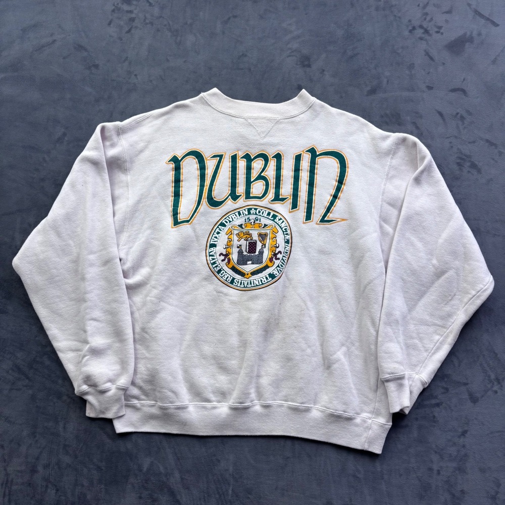 Vintage Galt Sand Dublin Trinity College Sweatshirt Cream Mens Large